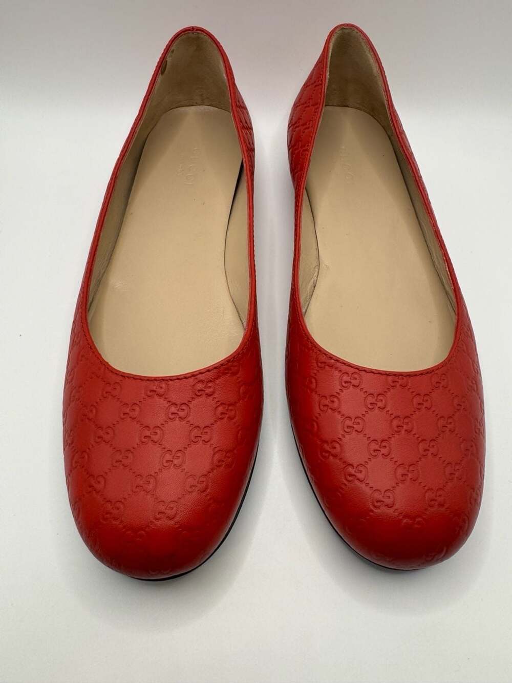 Gucci Microguccissima Leather Ballet Flats Size 38 Red